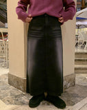 Colan washed denim long skirt