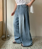 Ryuin Pintuck Summer Washing Wide Denim Pants