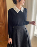 Nemyu Pearl Cubic Lace Collar Knit