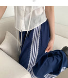 Banding Lace Track Wide Banding Pants