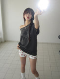 I Love pattern banding shorts