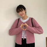 Swan Color Round Ribbon Knit Cardigan