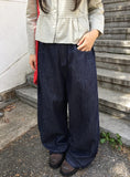 Maroon Side Button Wide Denim Pants