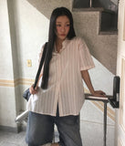 [MADE] Vines Stripe See-through Short Sleeve Shirt