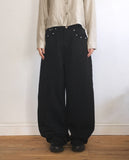 Benon Star Rivet Wide Cotton Pants