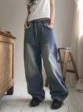 [MADE] Villard Surgical Damage Washing Banding Long Wide Denim Pants