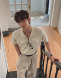 Base Two-Pocket Collared Short Sleeve Knit