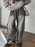 Stopper Washing Wide Cargo Denim Pants
