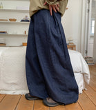 Meniden Button Stripe Wide Denim Pants