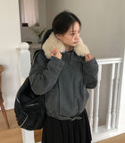 Ogets Fur Collar Work Jumper Jacket