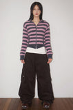 HAIRY STRIPE HOOD ZIP-UP