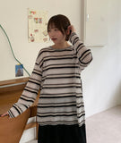 Ronmade Linen Stripe Long Sleeve Tee