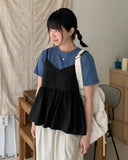 Rohey Nylon Pin Tuck Layered Bustier Sleeveless