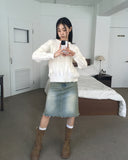 Hanen Vintage Rose Rainy Season Flower Cable Knit