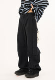 Deep solid cargo cotton pants