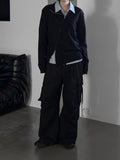 (unisex) Oblique two-way knit zip-up