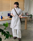 Tenmu Nylon Pocket Collar Shirt Midi One Piece