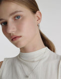 Triple Silver Cutout One-Touch Earrings S