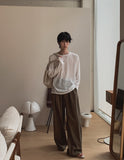 Kiku Ice Linen Two-Tuck Slacks