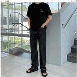 Bato Black Blue Wide Denim Pants