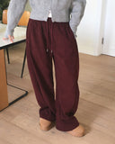 Kinp Corduroy Side Pin Tuck Two-Way Brushed Pants