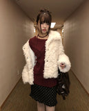 Leon collar quilted fur half jacket