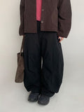 Billet Buckle Stitch Curved Balloon Pants