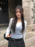 Boven Color Matching V Sleeveless T-Shirt Layered Set