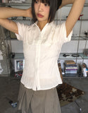 Pedi Stripe Embo Wrinkle Short Sleeve Shirt