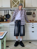 Steel black bermuda denim jeans