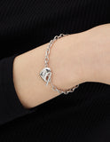 Pebble Heart Silver T-Bar Chain Bracelet