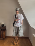 Scar embroidery bermuda pants