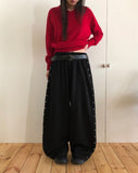 Nadine Studded Banding Strap Wide-Fit Training Long Pants