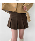 Corduroy A-line Pleated Mini Skirt Pants