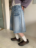 [unisex] Trita Cat Washing Light Blue Bermuda Denim Pants