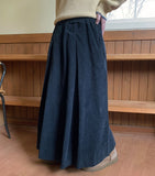 Debenny Banding Corduroy Pintuck Long Skirt