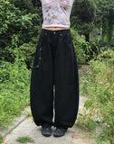 Topping Flower Stud Wide Long Pants