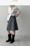 Striped A-line midi skirt