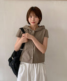 Ennew Crop Hood Short Sleeve Shirt