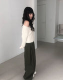 [A/M] Poning Cotton Banding Wide Pants