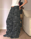 Nuring Camo Snap Button Two-Way Wide Long Pants