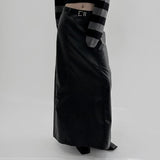 Kid Low Leather Long Skirt