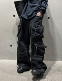 Multi-pocket cargo denim pants