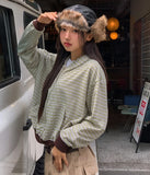 Maki Multi Stripe Color Matching Hood Zip-Up