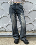 [MADE] Ruhe Incision Surgical Pocket Denim Washing Semi-Bootcut Long Pants