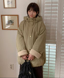 Yushit Wool Hood Bomber Padding Jumper