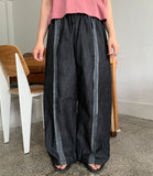 Socif line color matching denim banding pants