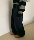 [BAONHAUS] Gokobu Color Cotton Banding Wide Pants