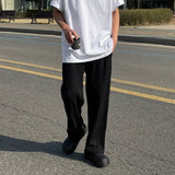 Flat ribbed knit banding pants