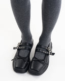 Ribbon twin buckle mary jane shoes
